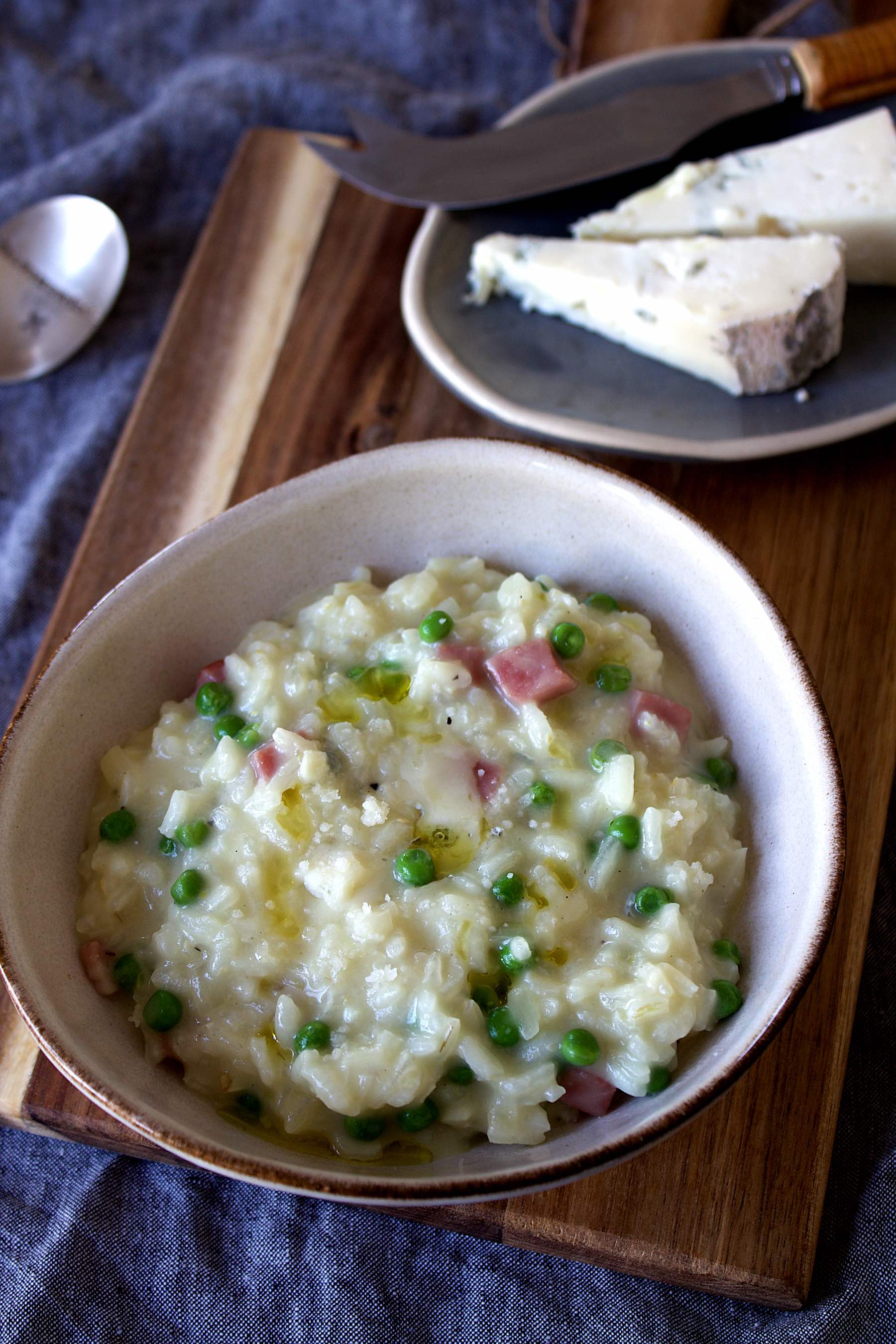 Gorgonzola, peas and ham risotto